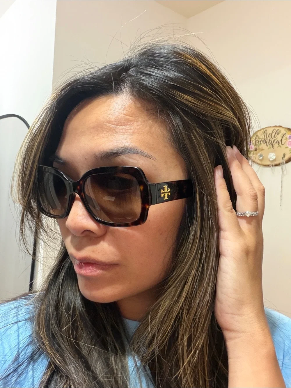 Tory Burch Tortoiseshell Sunglasses with Brown Gradient Lenses